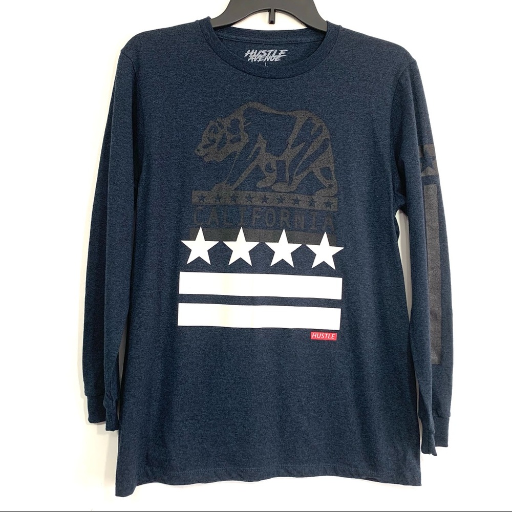 Hustle Avenue Boy’s Blue Long Sleeve Shirt - Large